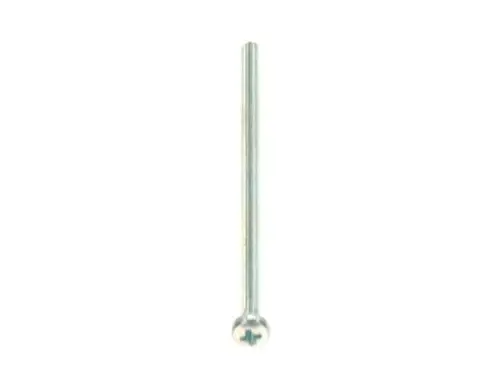 Lange Linsenschraube mit Kreuzschlitzkopf, hergestellt von Bosch, mit einer schlanken Form und einem glänzenden, metallischen Finish.